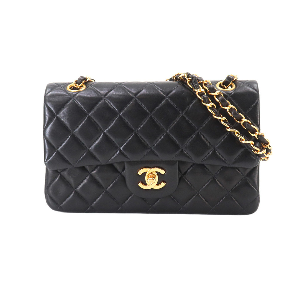 Chanel Matelasse 23 Chain Shoulder Handbag, Lambskin, Black, A01113, Gold Har...